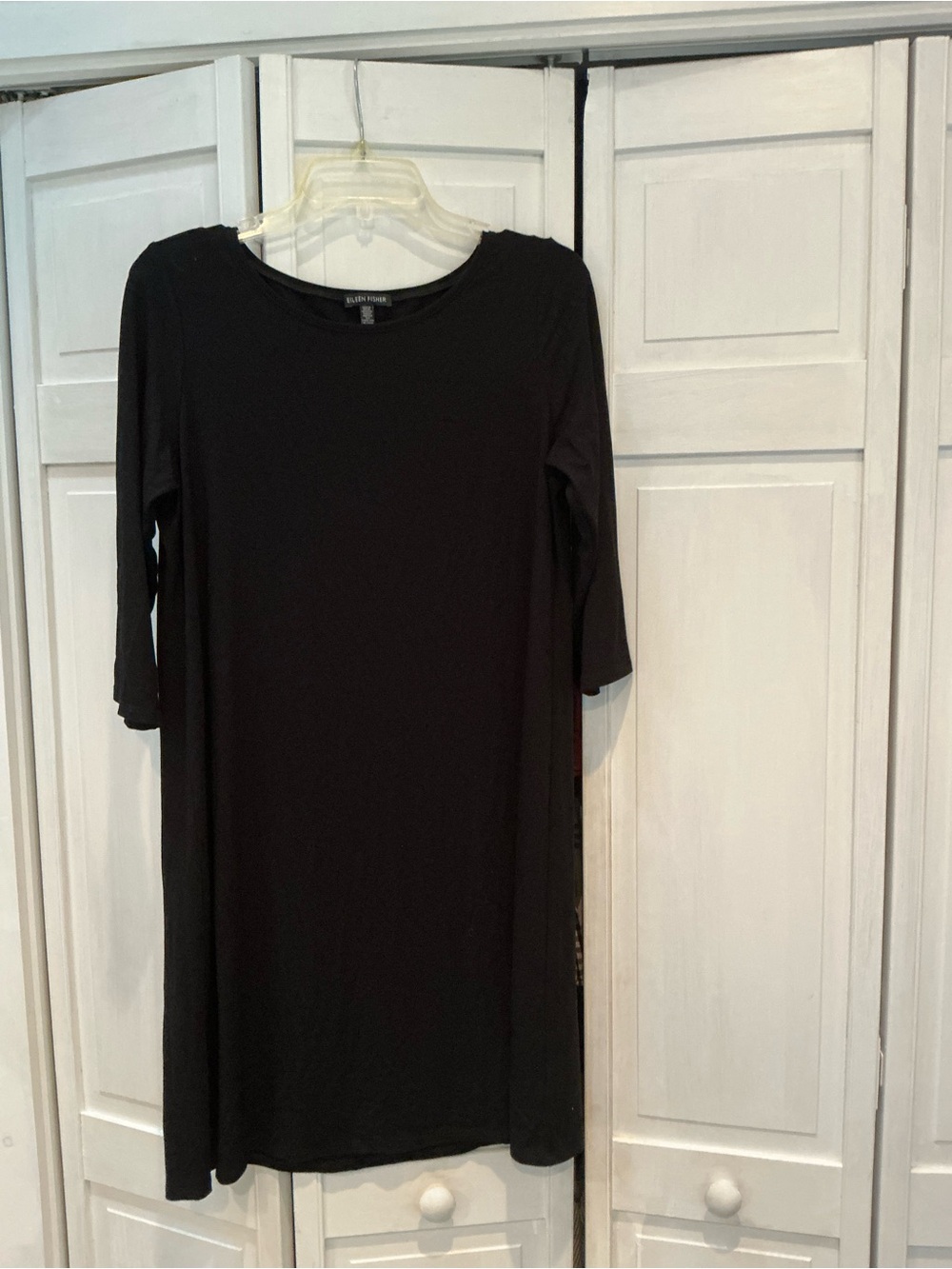 Eileen Fisher Black Long-Sleeve Shift Dress